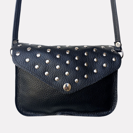 BELLA CUIR NOIR CLOUTÉ |Mini Sac Bandoulière en cuir
