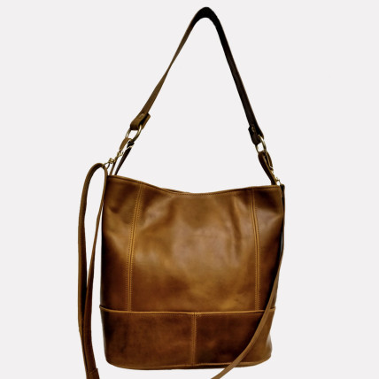 SOLINE CUIR MARRON CIRÉ | Sac en cuir Femme