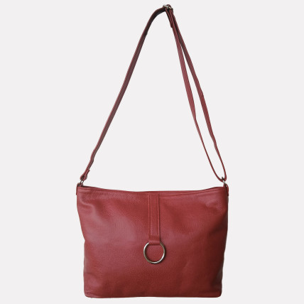 SAGE GRAND ANNEAU CUIR GALUCHAT | Sac bandoulière en cuir Femme