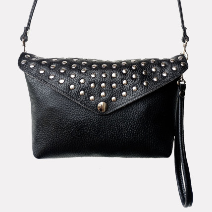 PANACHE BIS CUIR GRAINE CLOUTÉ ARGENT | Mini Sac en cuir Femme