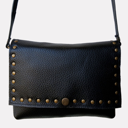 ANNIE BIS CUIR GRAINE CLOUTÉ LAITON | Mini Sac en cuir Femme