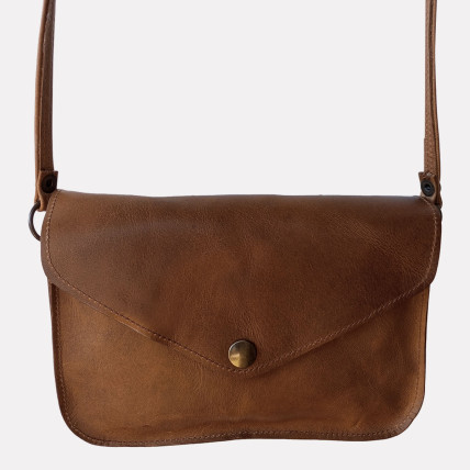 BELLA CUIR MARRON CIRÉ | Mini Sac Bandoulière en cuir